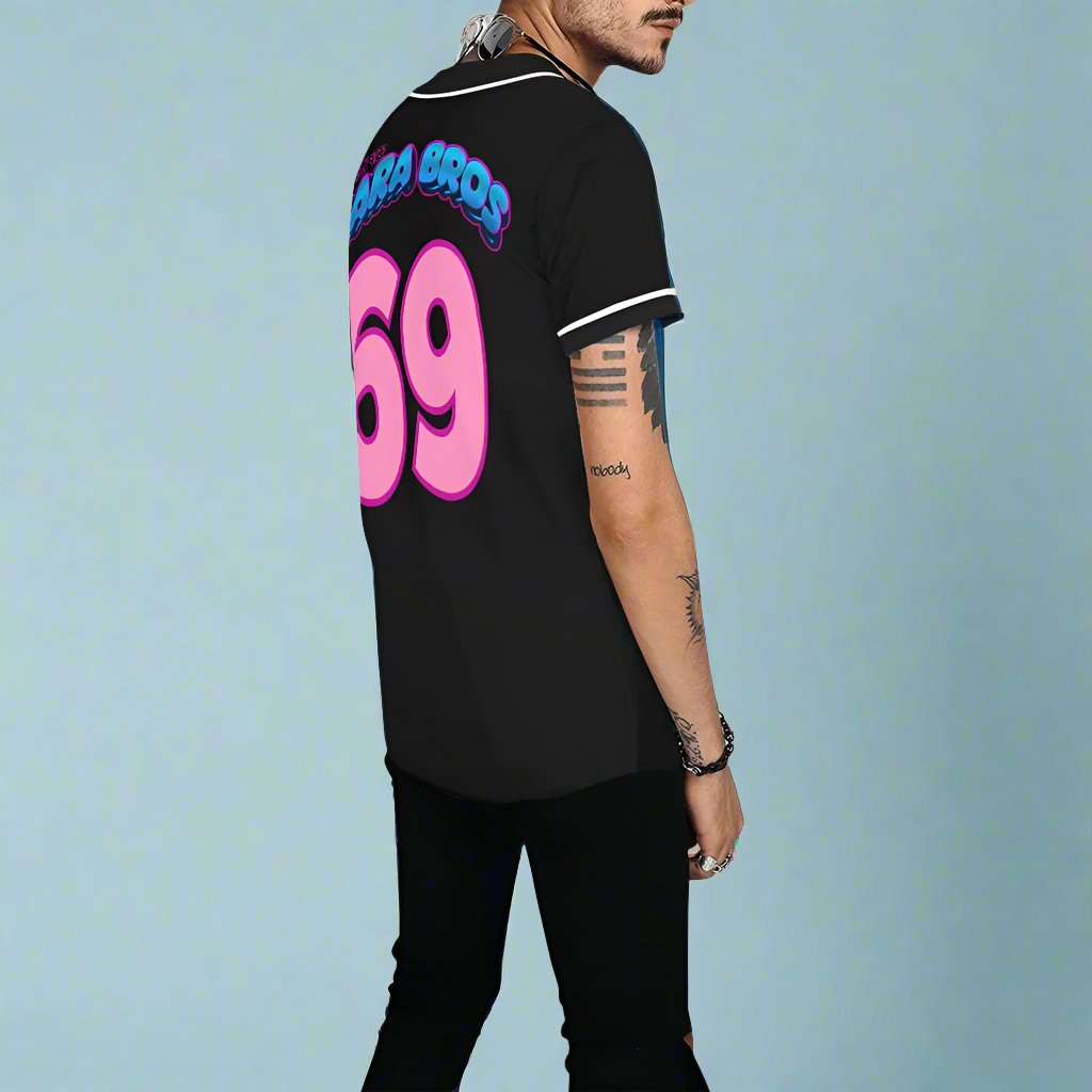 Bara Bros 69 Black Baseball Jersey for Men - Bara Bros