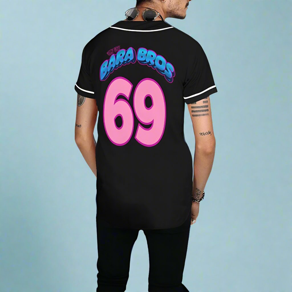 Bara Bros 69 Black Baseball Jersey for Men - Bara Bros