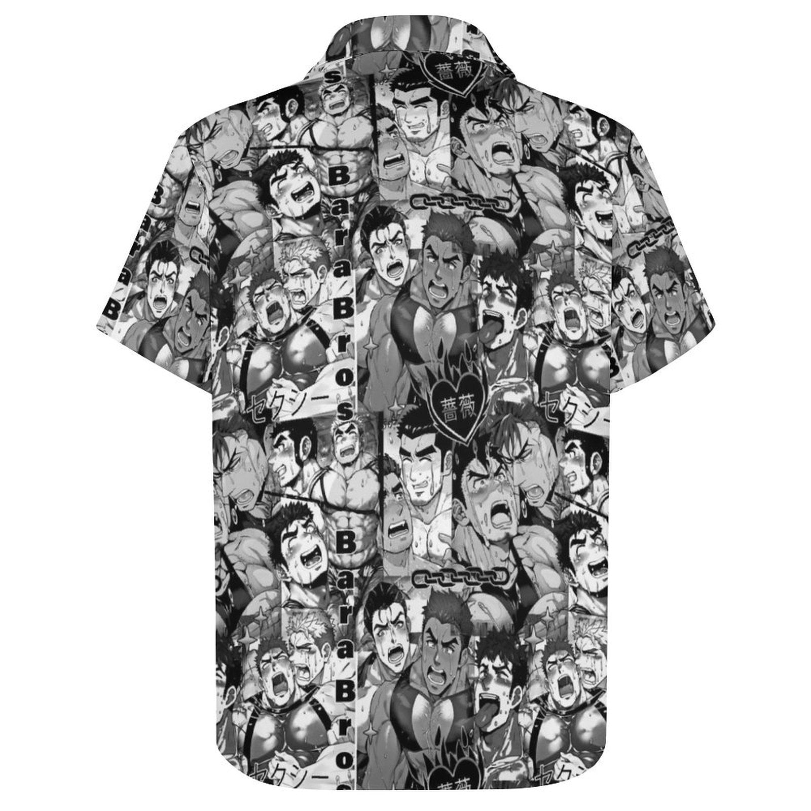 Men’s Gay Bara Art Button-Up Shirt – Stylish Gay Anime Shirt