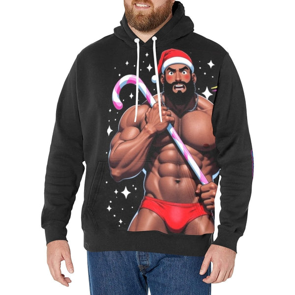 Candy Cane Sexy Bara Men's Long Sleeve Fleece Hoodie