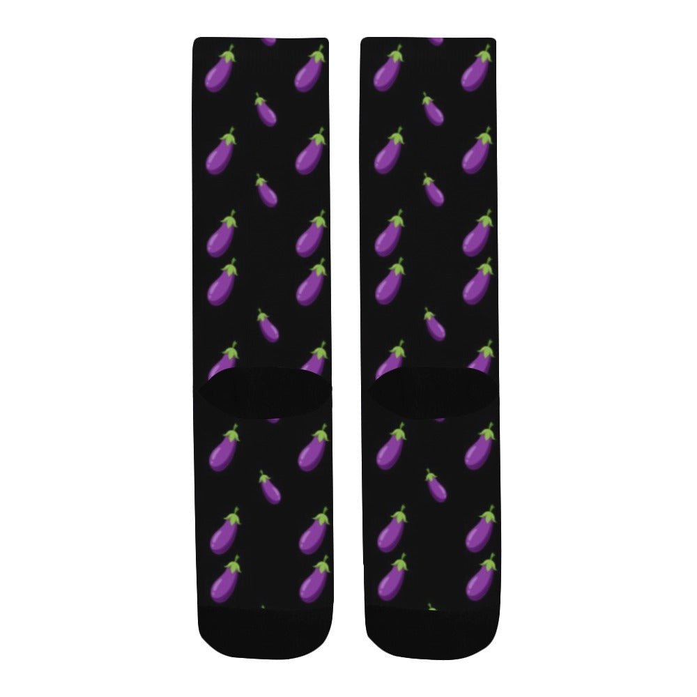 Eggplant Mens Black Socks - Bara Bros