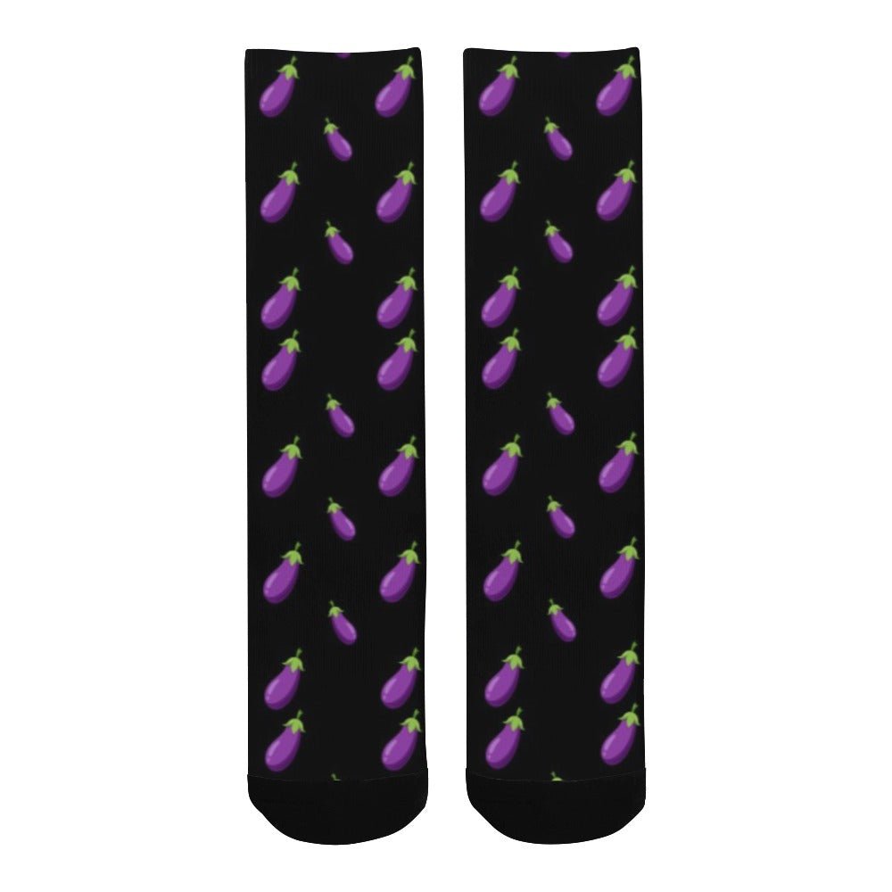 Eggplant Mens Black Socks - Bara Bros