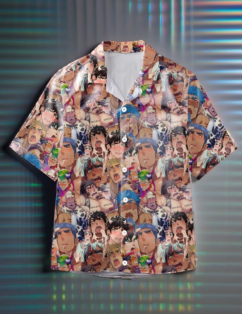 Gay Ahegao Bara Art Anime Hawaiian Shirt - Bara Bros