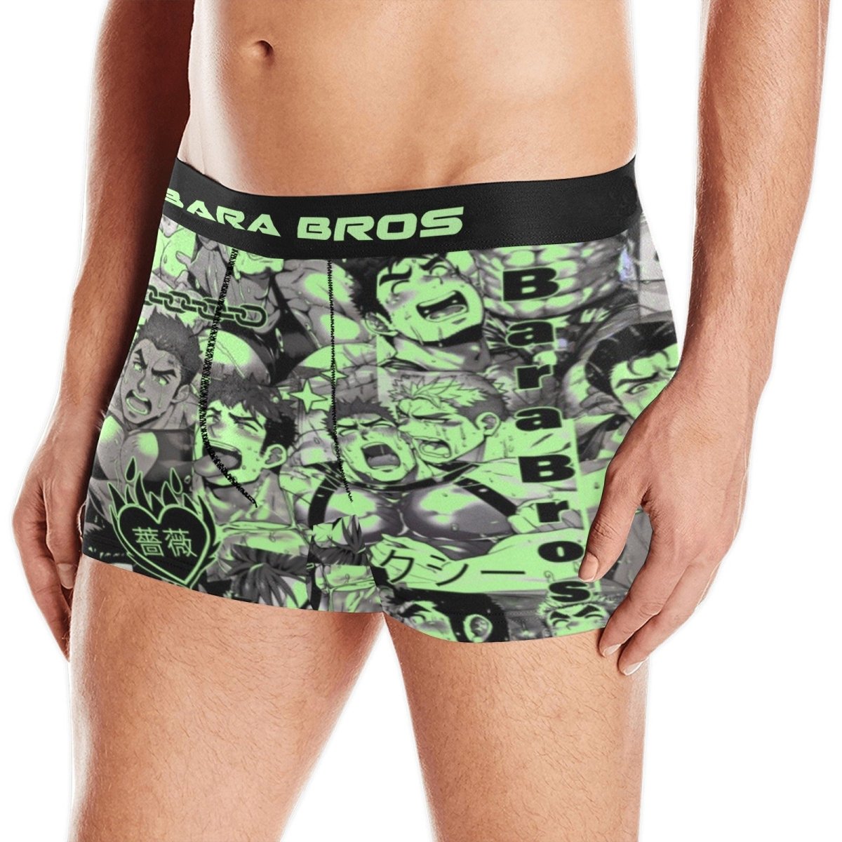 Green Bara Ahegao Men's Boxer Briefs - Bara Bros