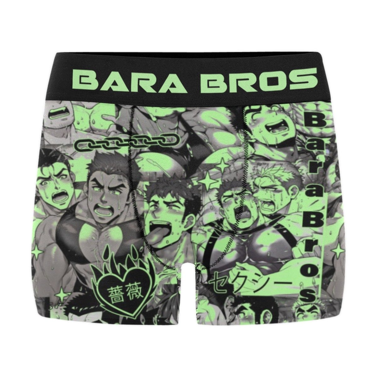 Green Bara Ahegao Men's Boxer Briefs - Bara Bros