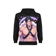 Kawaii Style Men's Long Sleeve Fleece Black Hoodie - Bara Bros