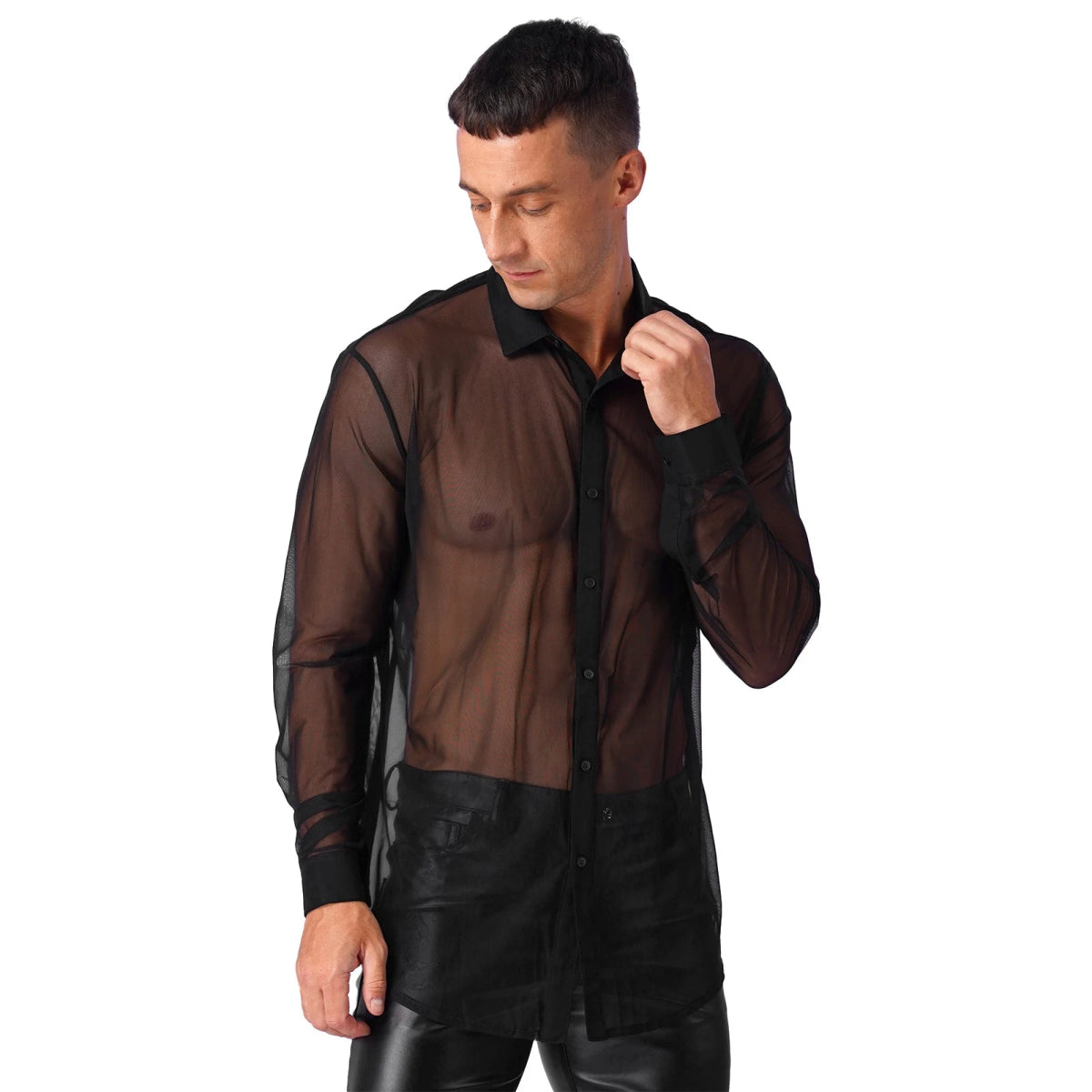 Men's Fashion See Through Mesh Clubwear Shirt - Bara Bros