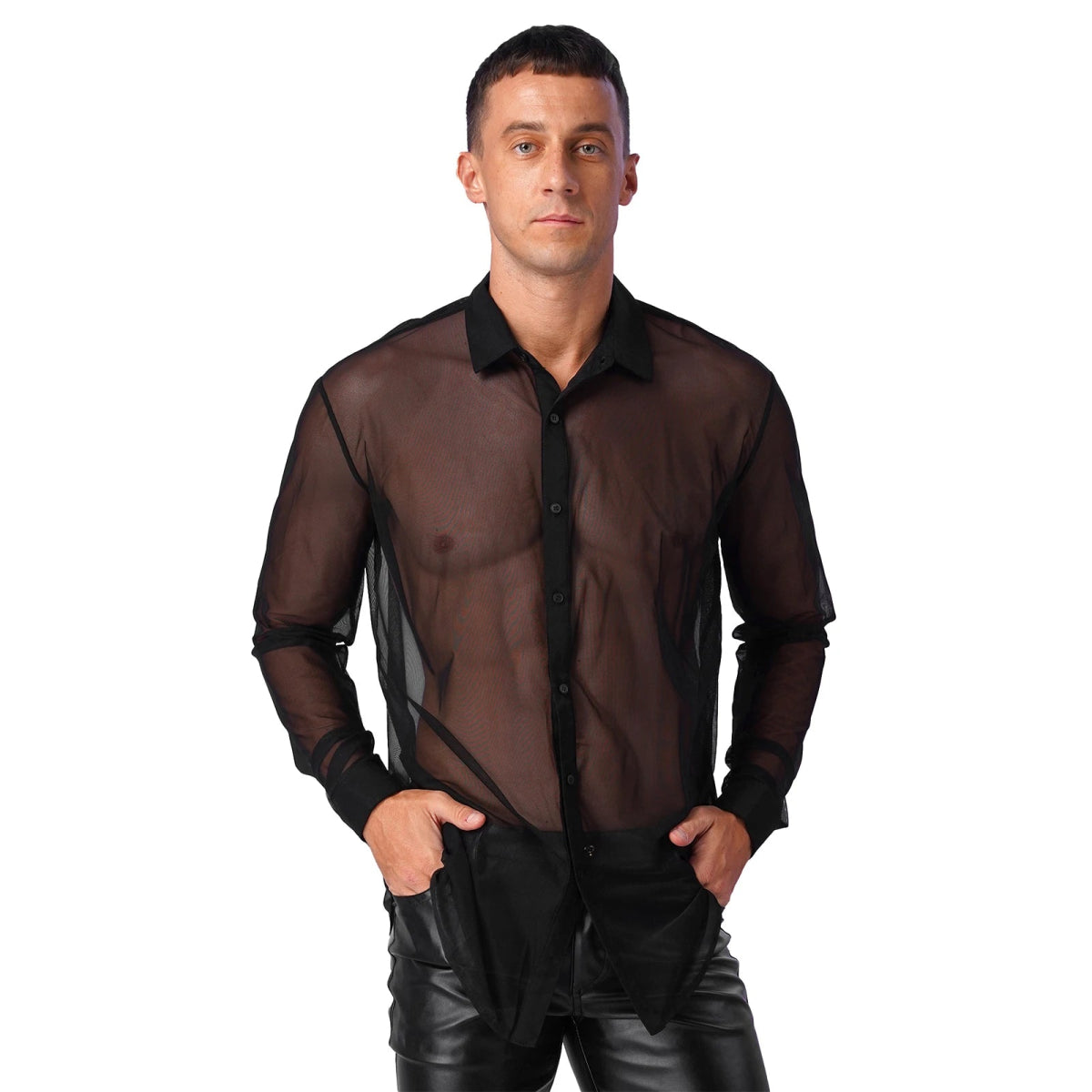 Men's Fashion See Through Mesh Clubwear Shirt - Bara Bros