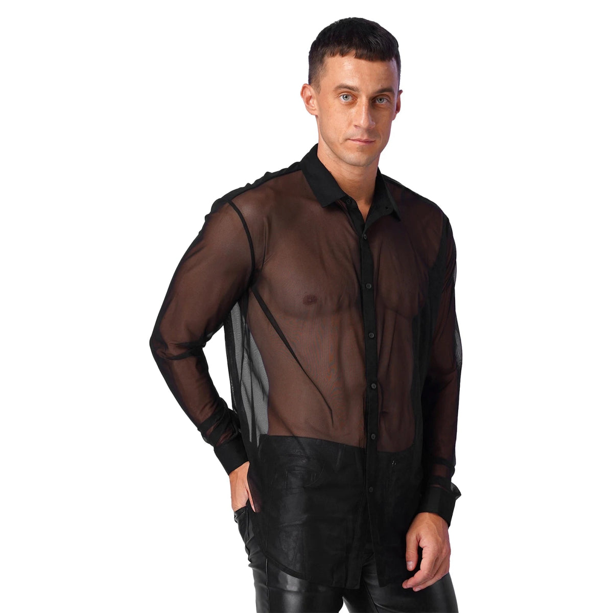 Men's Fashion See Through Mesh Clubwear Shirt - Bara Bros