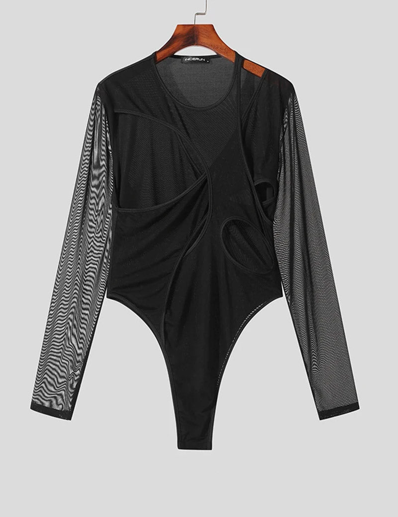 Men's Frutiger Aero Irregular Mesh Bodysuit - Bara Bros