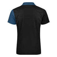 Men's Modern Color Block Polo with Front Zip, Trendy Sporty Collared Tee - Bara Bros