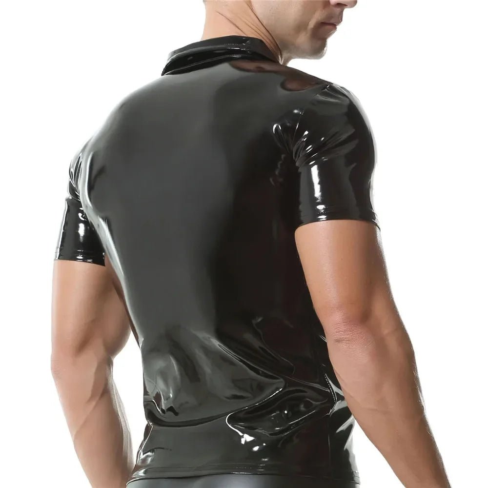 Men's PVC Leather Zipper Shirt Wetlook Stage Top - Bara Bros