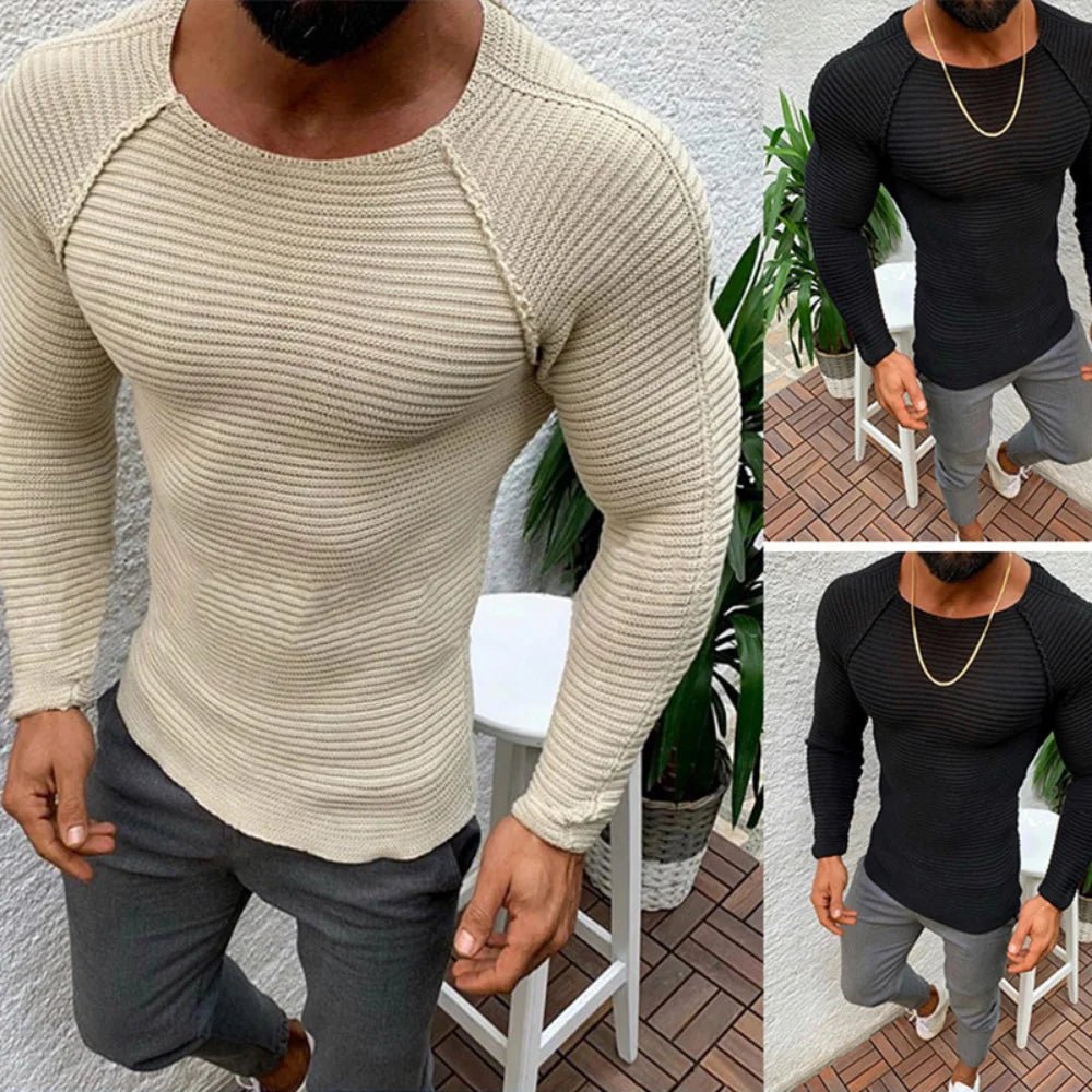 Men's Slim Solid Mock Neck Sweater Pullover - Bara Bros