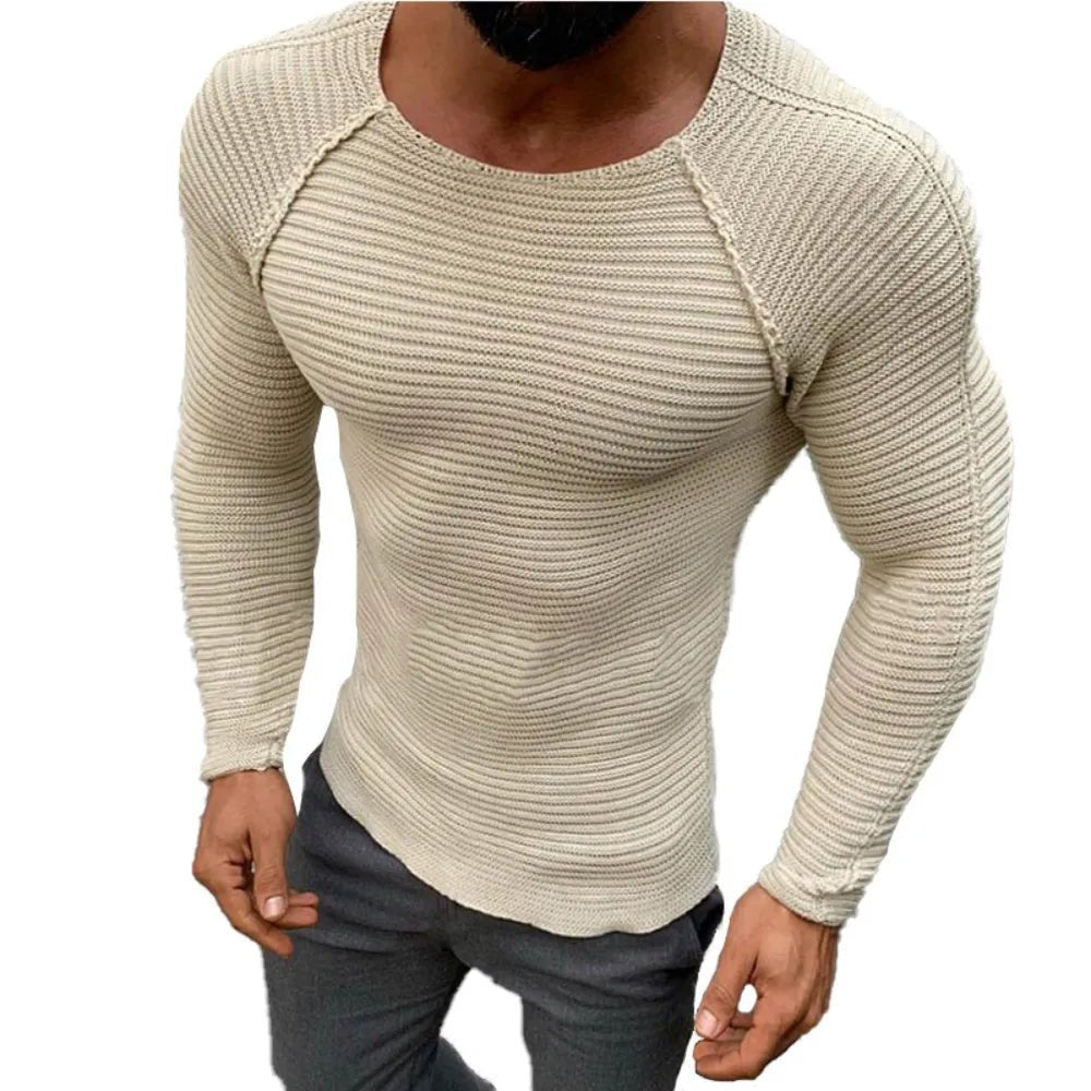 Men's Slim Solid Mock Neck Sweater Pullover - Bara Bros