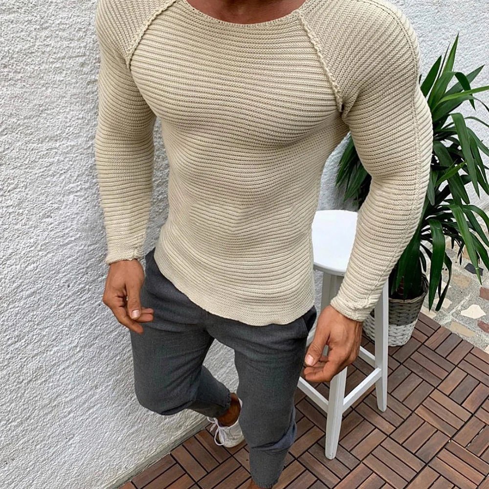 Men's Slim Solid Mock Neck Sweater Pullover - Bara Bros