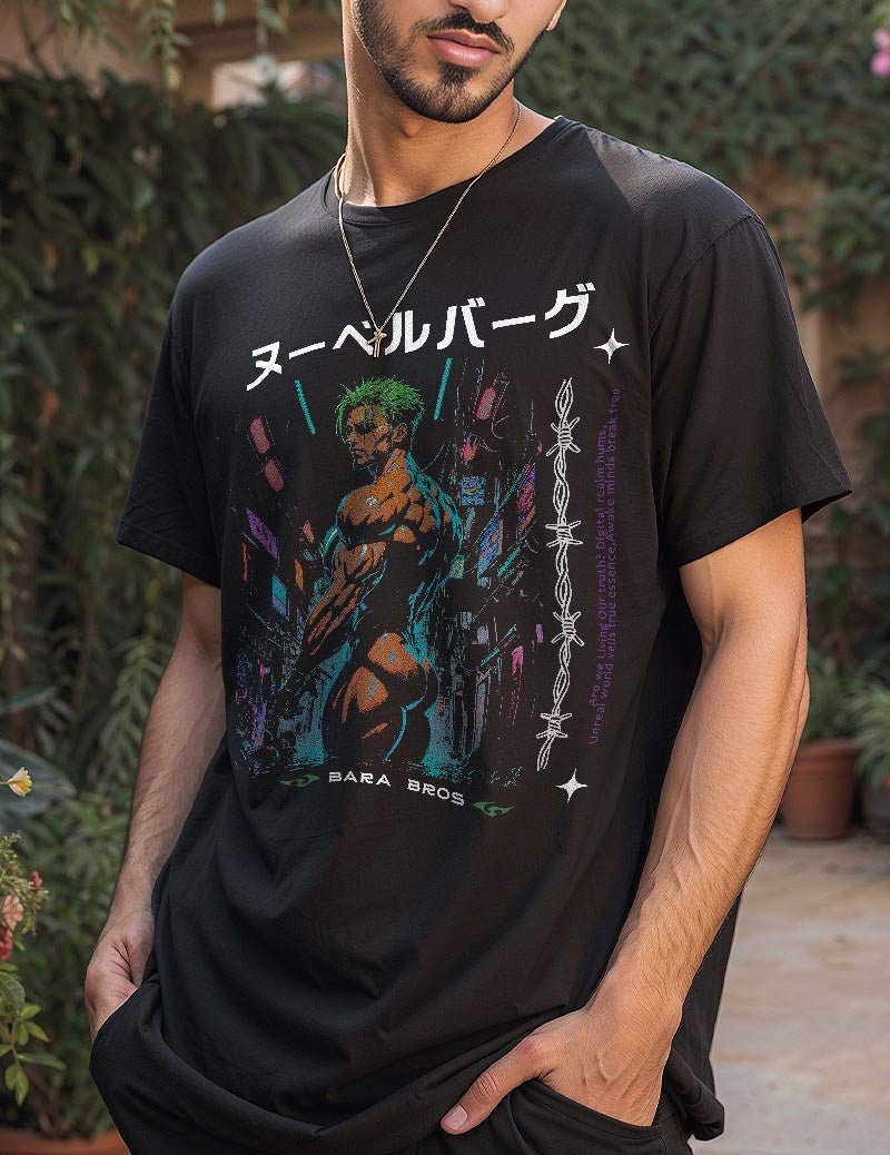 Y2k Zoro Retro Anime Men's T-Shirt - Bara Bros