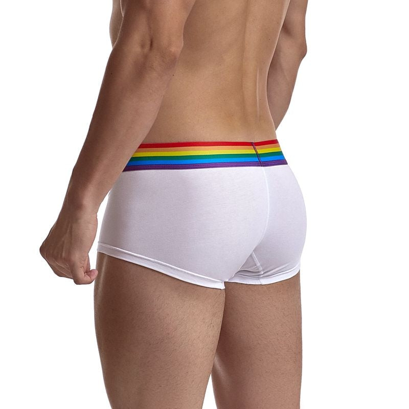 Back Of White Gay Pride Classic Cotton Sports Trunk Briefs - Barabros