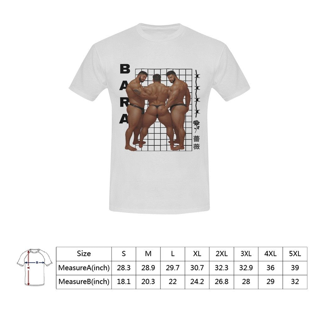 Bara Anime Grid Graphic Men's T-Shirt - Barabros