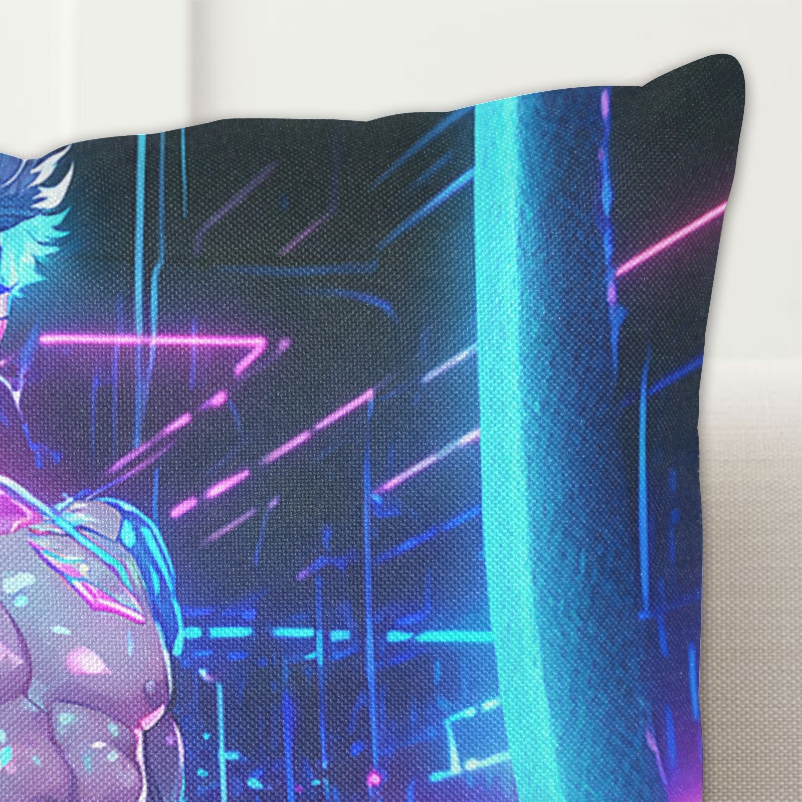 Cyberpunk Anime Go-go Dancer Linen Zippered Pillowcase 18"x18" (One Side) - Barabros