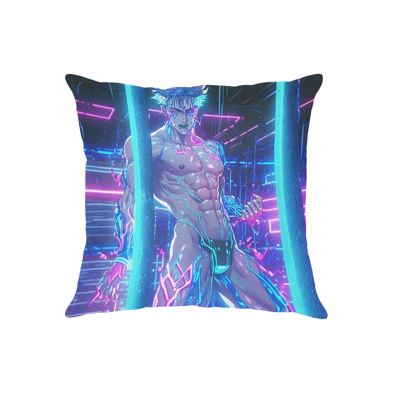 Cyberpunk Anime Go-go Dancer Linen Zippered Pillowcase 18"x18" (One Side) - Barabros