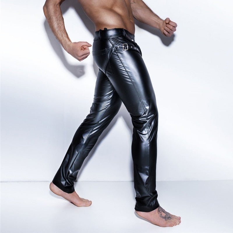 Gay Men's Leather Open Crotch PU Leather Latex Pants - Bara Bros