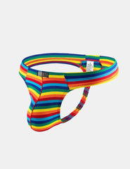 Men Stripe Rainbow Pride U Convex Pouch Micro Thong - Bara Bros