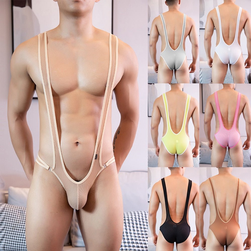 Men's Bodysuit Sexy Leotard Jumpsuits Pouch Underwear - Barabros