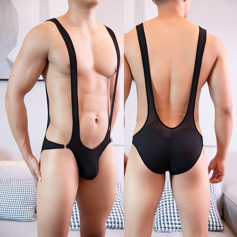 Men's Bodysuit Sexy Leotard Jumpsuits Pouch Underwear - Barabros