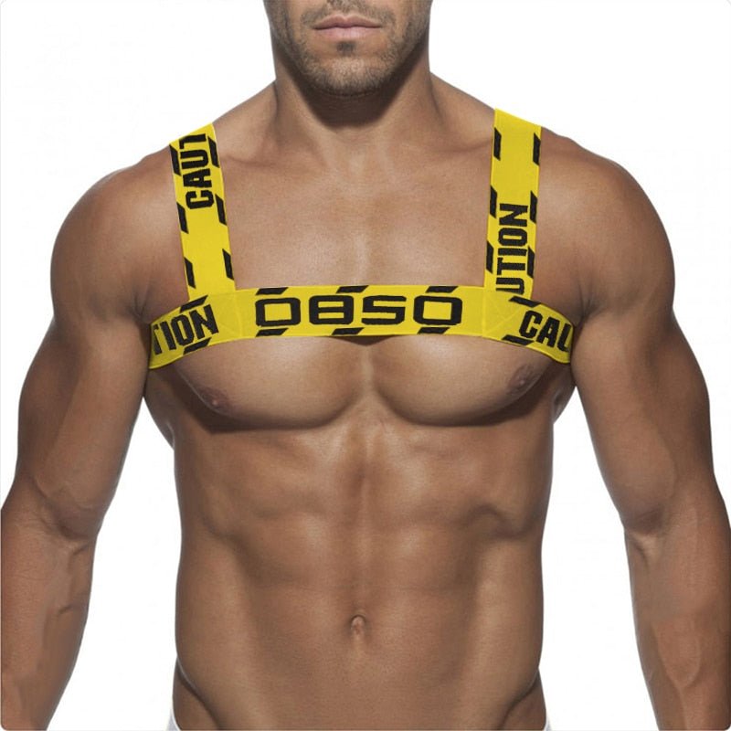 Men's Elastic Band Harness Sexy Shoulder Straps Chest Bondage Muscle Halter - Barabros