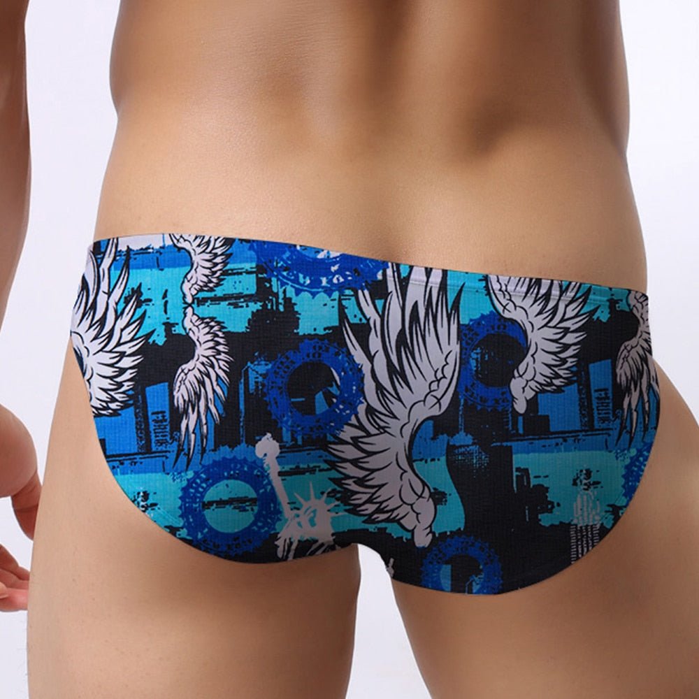 Men's Retro Wings Graphic Print Sexy Brief Underwear - Bara Bros