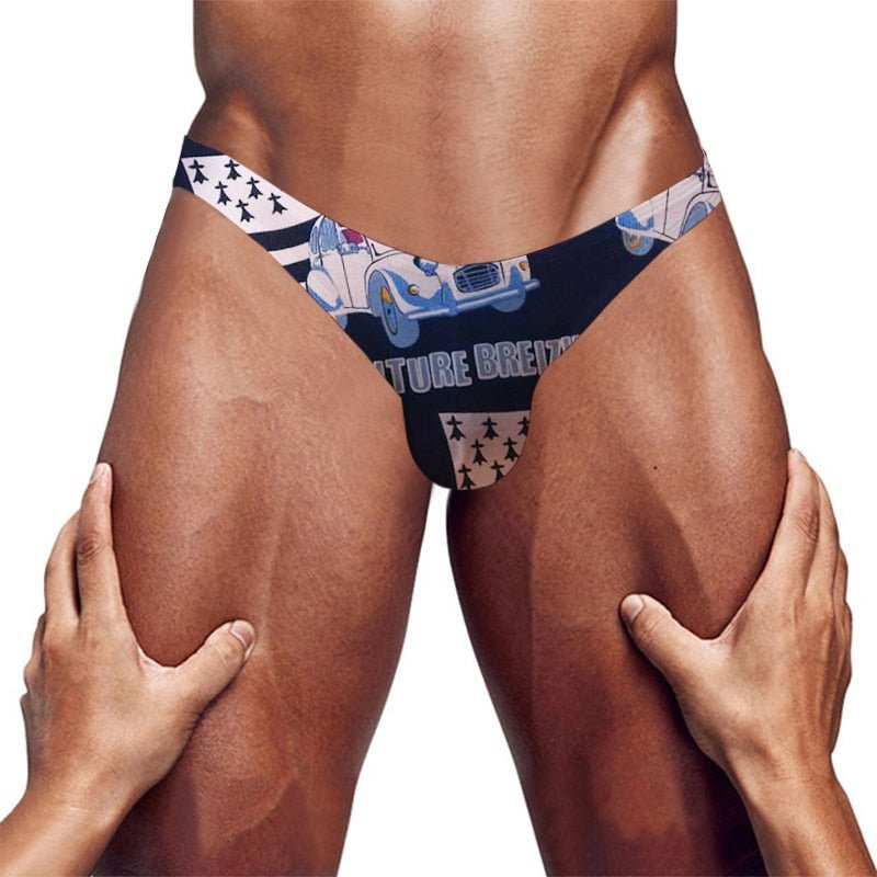 Retro Car Graphic Print Sexy Brief Underwear - Bara Bros