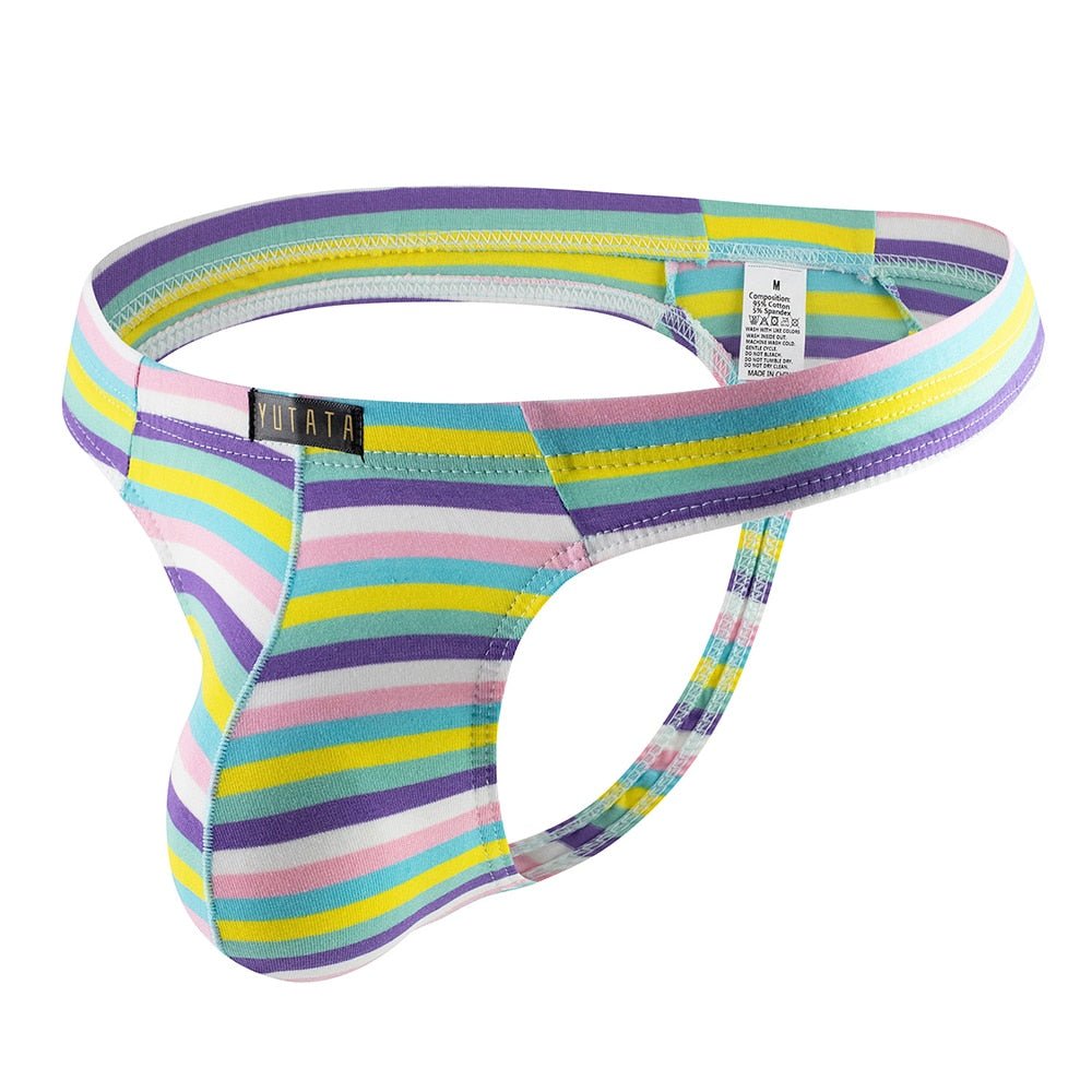 Stripe Pastel U Convex Pouch Thong - Barabros