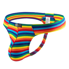 Stripe Rainbow Pride U Convex Pouch Micro Thong - Barabros