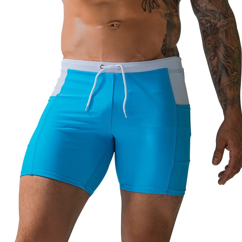 Summertime Blues Pocket Swimming Trunks - Bara Bros